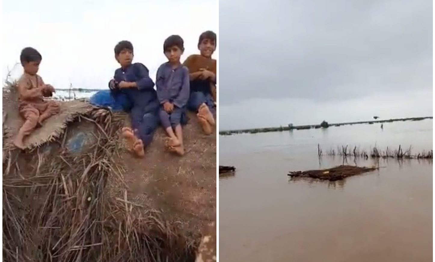 Lasbela flooded: Children sought refuge at the top of hut